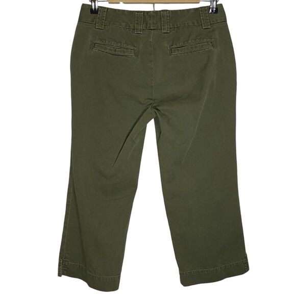 Vtg J Crew Pants Y2K Womens 2 Olive Green Cropped Capri Twill Chino Preppy 90s - Picture 2 of 8